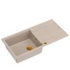 Quadron EVAN 146 XL GraniteQ zlewozmywak z syfonem Push 2 Open 1-komorowy z/o (1000x500x210; kom. 420x480) pearl beige / elementy miedziane HCQE10050U2PVDC1P2O